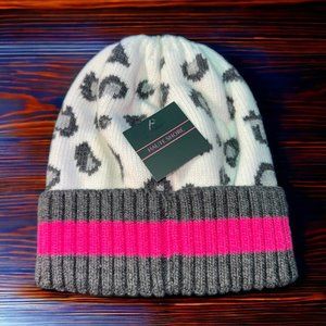 Haute Shore Women's Leopard Print Beanie - New With Tags - Missing Pom Pom